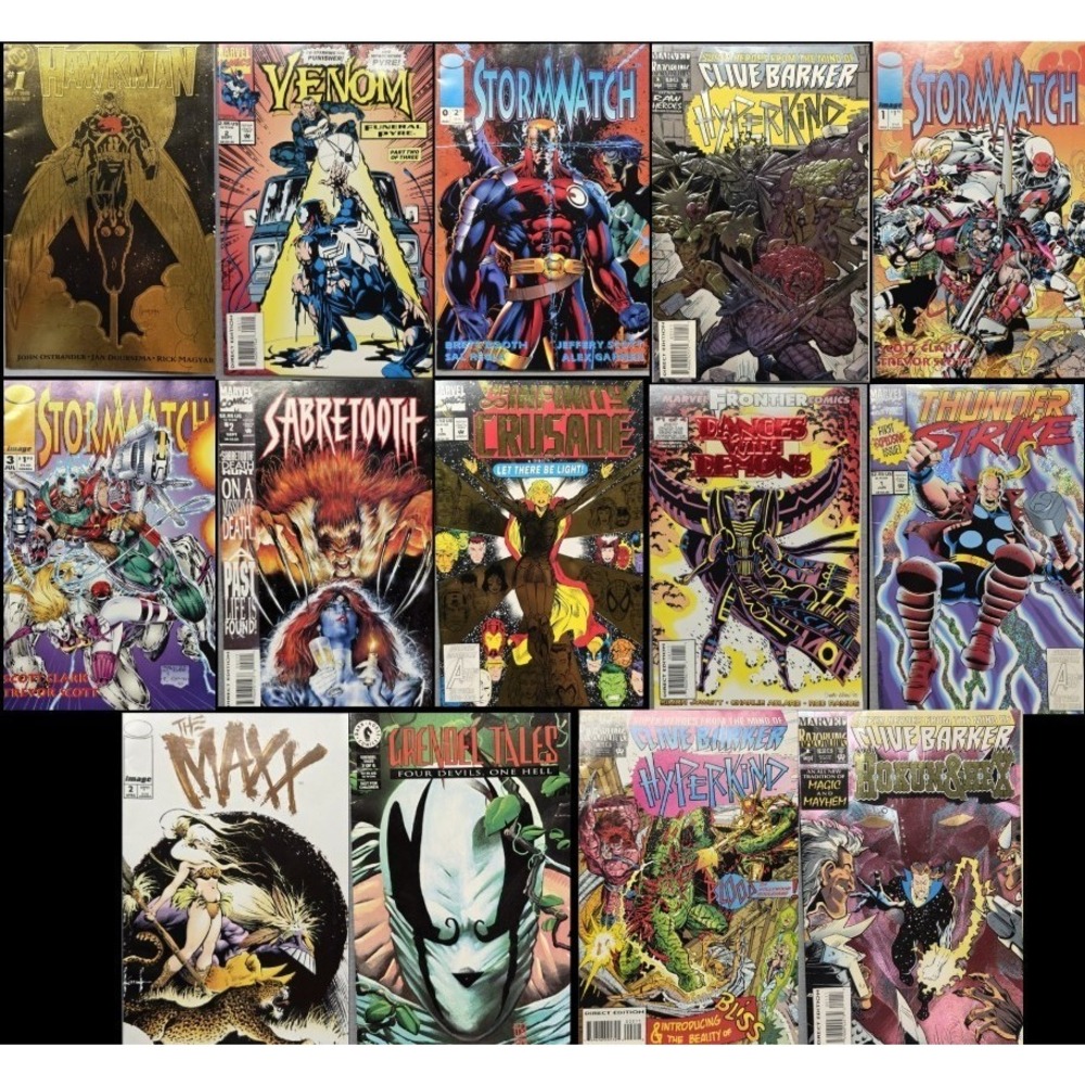 Vintage Comic Book Lot QTY 14 Marvel Image DC Venom Hyperkind StormWatch Hawkman